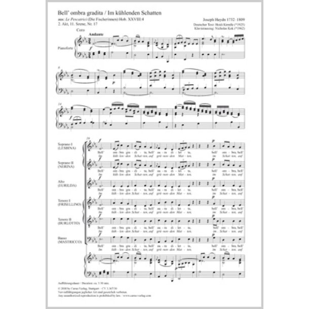 Bell'Ombra Gradita : Hob. XXXVIII:4 - E Flat Major