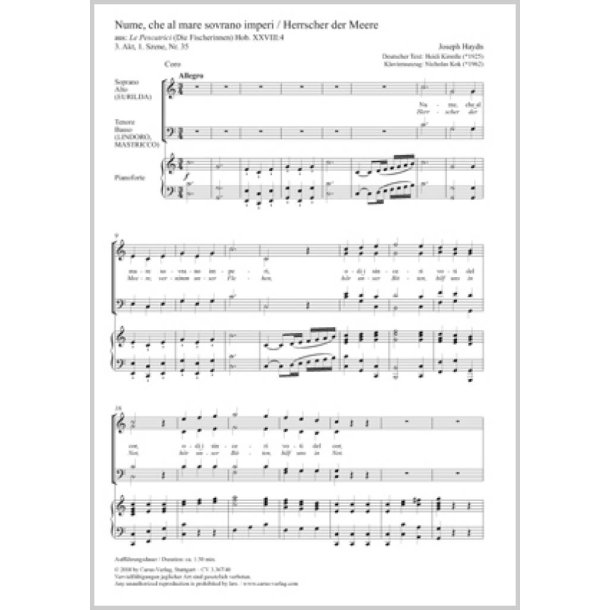 Nume, Che Al Mare Sovrano Imperi : Hob. XXXVIII:4 - C Major