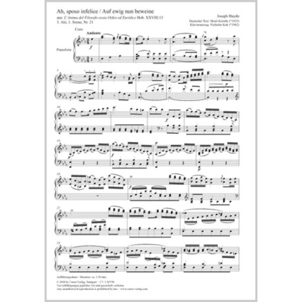 Ah Sposo Infelice : Hob. XXVIII:13 - E Flat Major