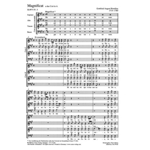 Magnificat a due Chori in A : A-Dur