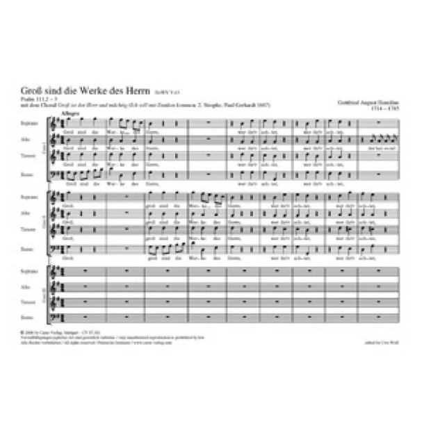 Gro&szlig; sind die Werke des Herrn : Deutsche Spruchmotette mit Choral