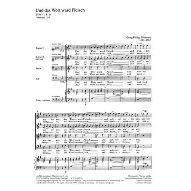 Und das Wort ward Fleisch : Motette zum 3. Weihnachtstag