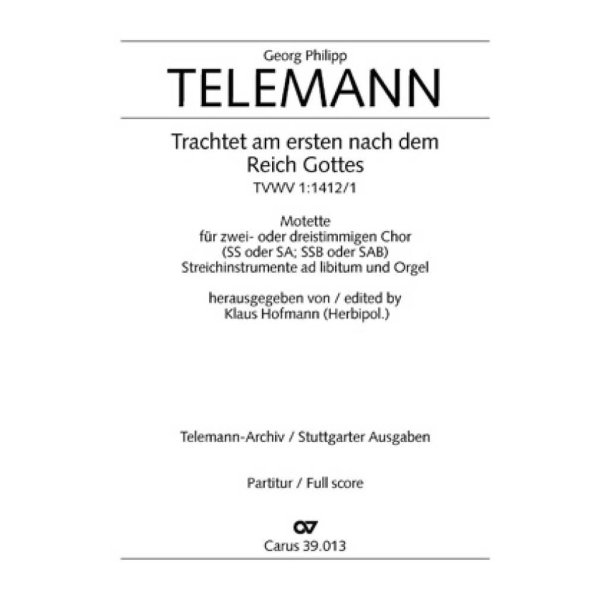 Trachtet am ersten nach dem Reich Gottes : Eingangschor aus der Kantate zum 15. Sonntag nach Trinitatis
