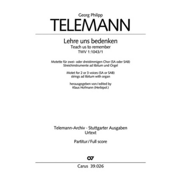 Lehre uns bedenken : Eingangschor aus der Kantate zum 27. Sonntag nach Trinitatis