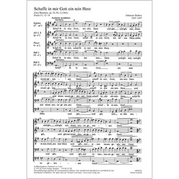 Schaffe in mir, Gott ein reines Herz : aus: Zwei Motetten