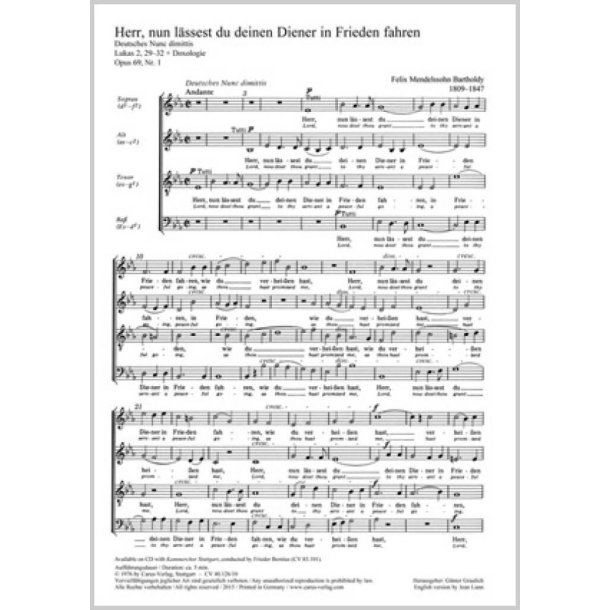 Herr, nun l&auml;ssest du deinen Diener : Aus: Drei Motetten