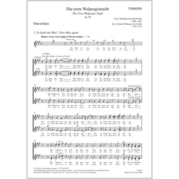 The First Walpurgis Night. A Poem By Goethe : Ballad For Chorus And Orchestra - MWV D 3
