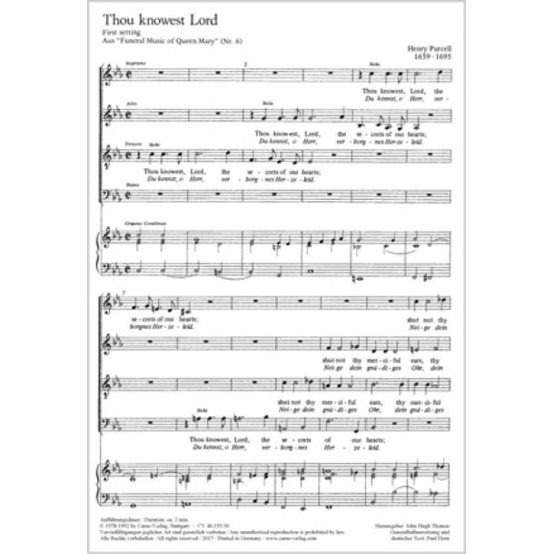 Thou knowest Lord : Du kennst, o Herr, verborgnes Herzeleid