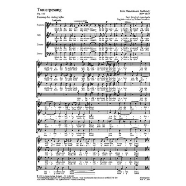 Trauergesang : Sahst du ihn herniederschweben