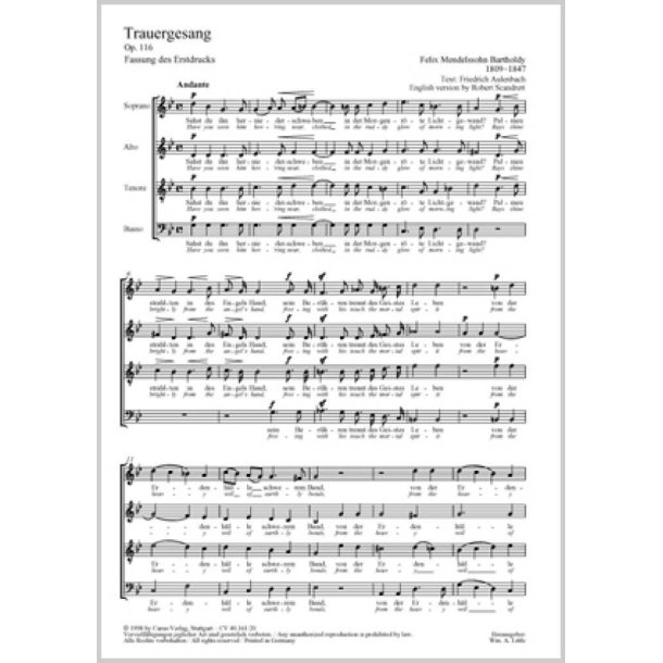 Trauergesang : Sahst du ihn herniederschweben