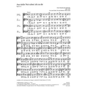 Aus tiefer Not schrei ich zu dir MWV B 20 : aus: Drei Kirchenmusiken