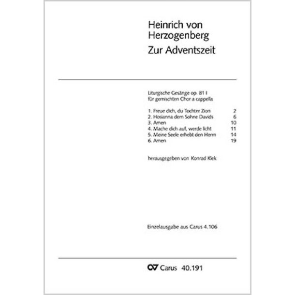 Zur Adventszeit [Liturgische Ges&auml;nge]