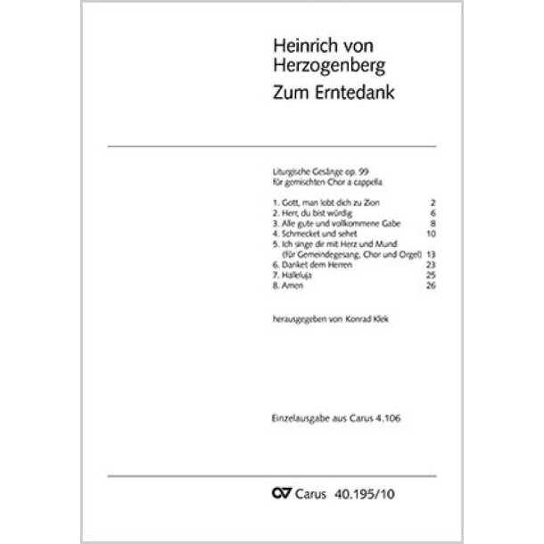 Herzogenberg: Zum Erntedank [Liturgische Ges&auml;nge]