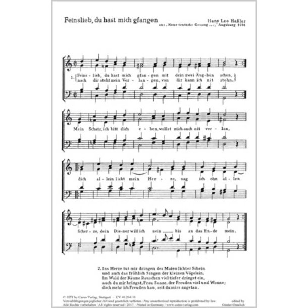 Madrigale von Gastoldi, Friderici und Hassler