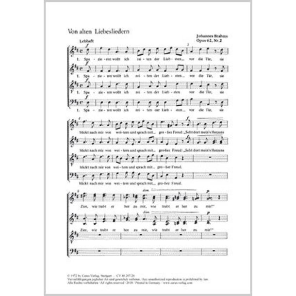 Brahms: Von alten Liebesliedern- In stiller Nacht