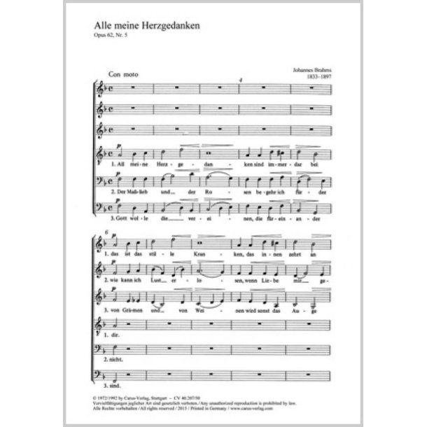 All meine Herzgedanken : aus: Sieben Lieder