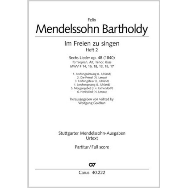 Mendelssohn: Im Freien zu singen [Heft 2]