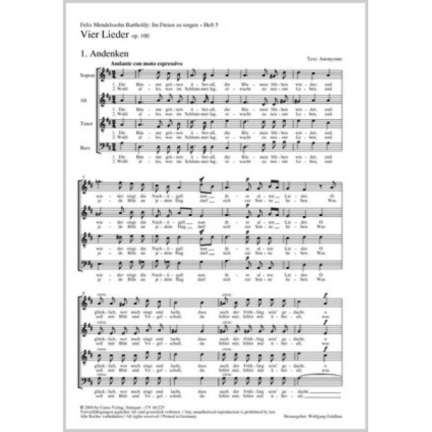 Mendelssohn: Vier Lieder [Heft 5]