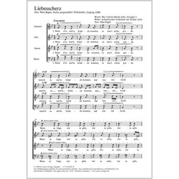 Liebesscherz : aus: Sechs ausgew&auml;hlte Volkslieder