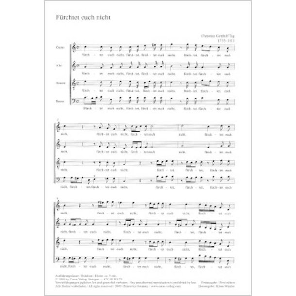 F&uuml;rchtet euch nicht : C-Dur