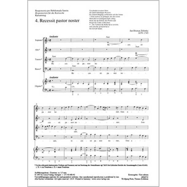 Recessit pastor noster : aus: Responsoria pro hebdomada sancta