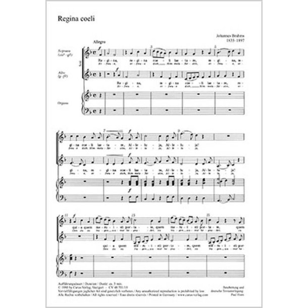 Regina coeli [Erfreue dich, Himmelsf&uuml;rstin] : aus: Drei geistliche Ch&ouml;re