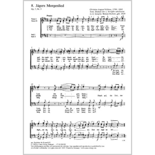 J&auml;gers Morgenlied : D-Dur