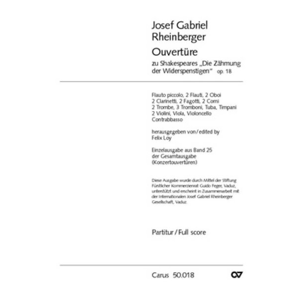 Ouvert&uuml;re zu Shakespeares Die Z&auml;hmung : E-Dur