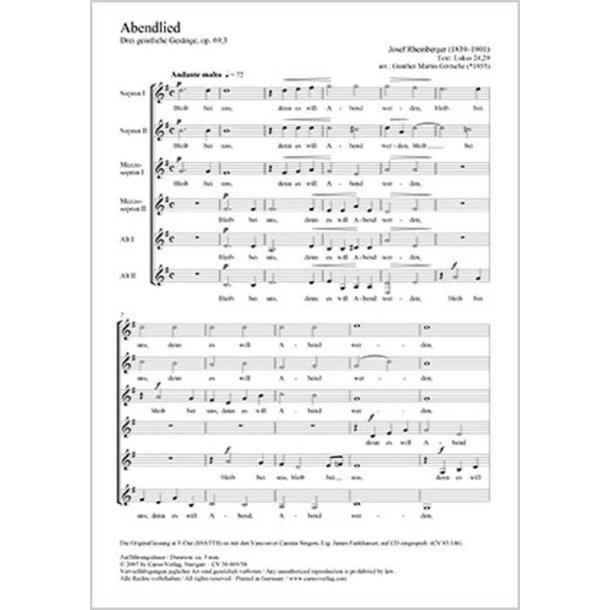 Abendlied : aus: Drei geistliche Ges&auml;nge