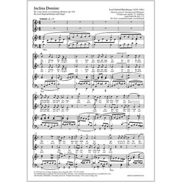 Inclina Domine [Neige, o Ewiger] : aus: Sechs zweistimmige Hymnen