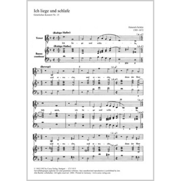 Ich liege und schlafe : aus: Kleine geistliche Konzerte II
