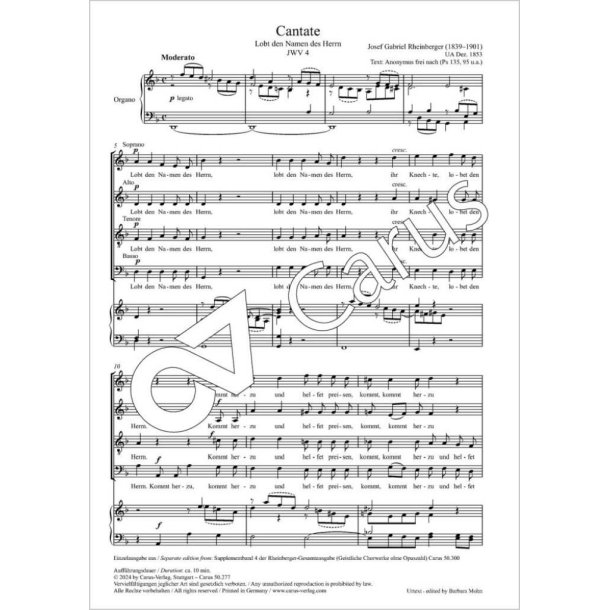Cantate - D minor / D major : Lobt den Namen des Herrn (JWV 4)