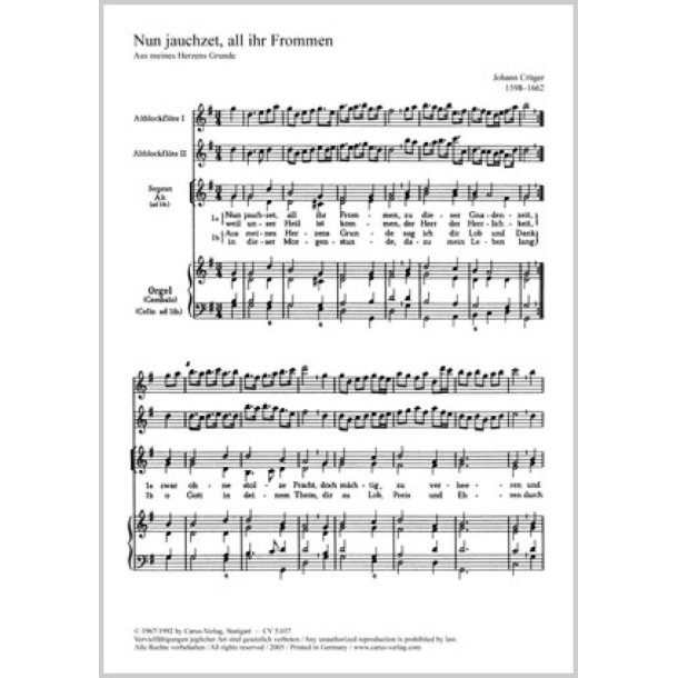 Nun jauchzet, all ihr Frommen : Aus meines Herzens Grunde