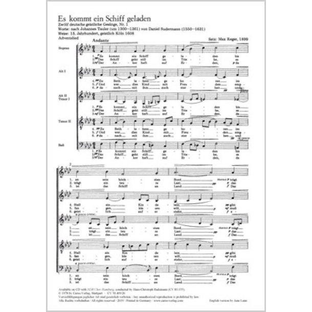 Reger: Weihnachtslieder