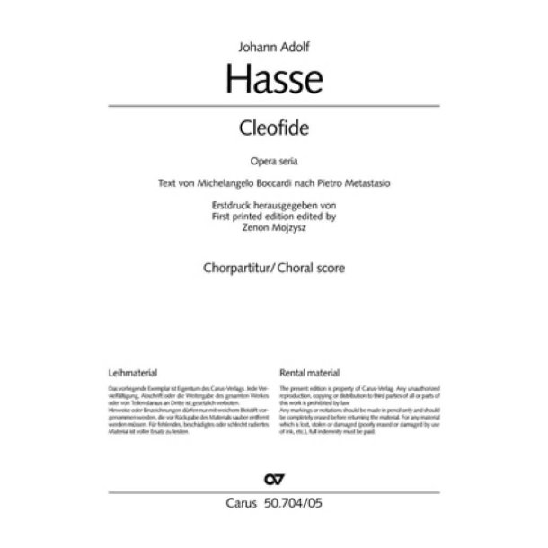 Cleofide : Oper in 3 Akten