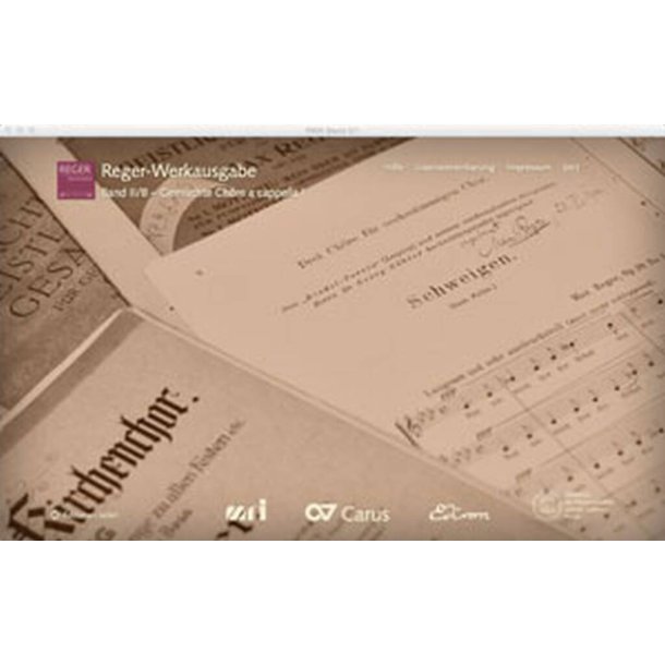 Reger Edition Of Work Vol. II : Works For Mixed Voice Unaccompanied Choir I