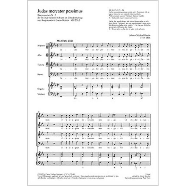 Haydn, J.M.: Judas mercator, Una hora