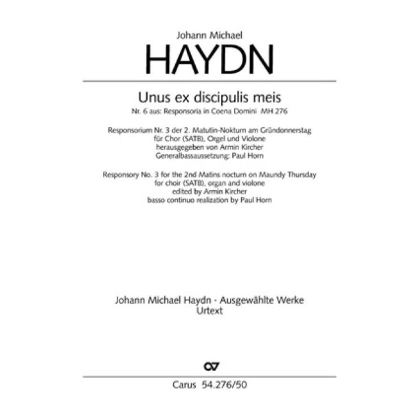 Unus ex discipulis meis : aus: Responsoria in Coena Domini