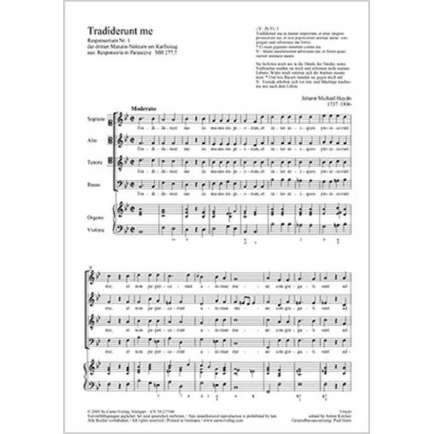 Haydn, J.M.: Tradiderunt me, Jesum tradidit impius