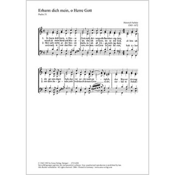 Sch&uuml;tz: Erbarm dich mein- Gott unser Herr