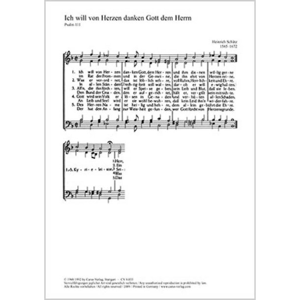 Sch&uuml;tz: Ich will von Herzen danken- La&szlig;t uns Gott