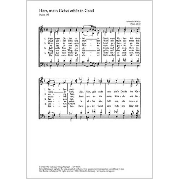 Sch&uuml;tz: Herr, mein Gebet erh&ouml;r- Ich will sehr hoch