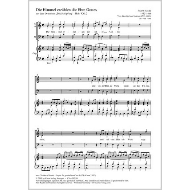 Die Himmel erz&auml;hlen die Ehre Gottes : aus: Die Sch&ouml;pfung