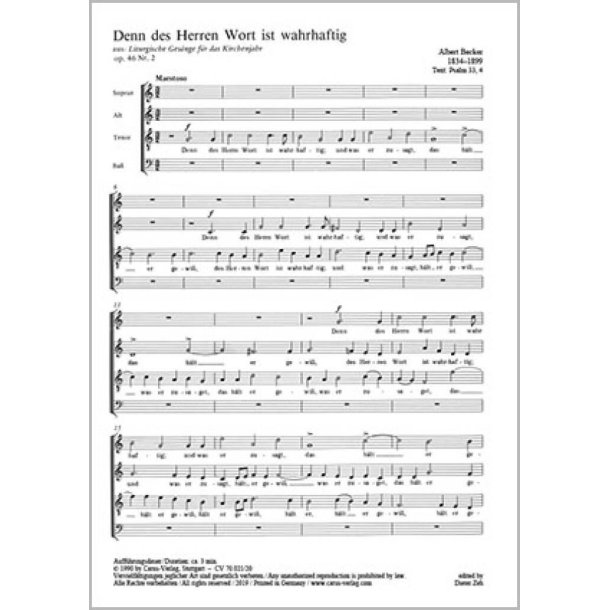 Denn des Herren Wort ist wahrhaftig : C-Dur