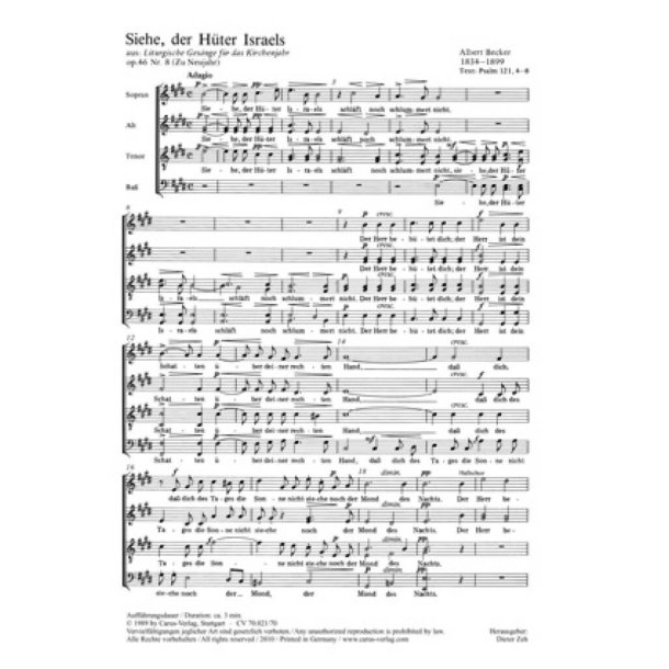 Siehe, der H&uuml;ter Israels : E-Dur