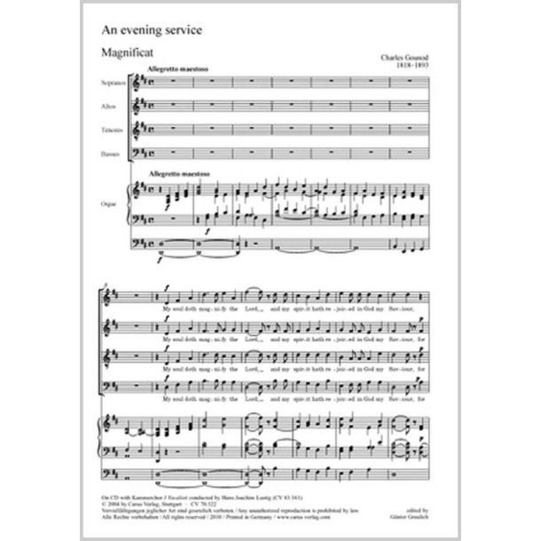 An evening service : Magnificat und Nunc dimittis