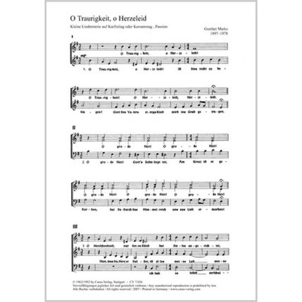 O Traurigkeit, o Herzeleid