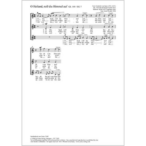 O Heiland, rei&szlig; die Himmel auf : dorisch