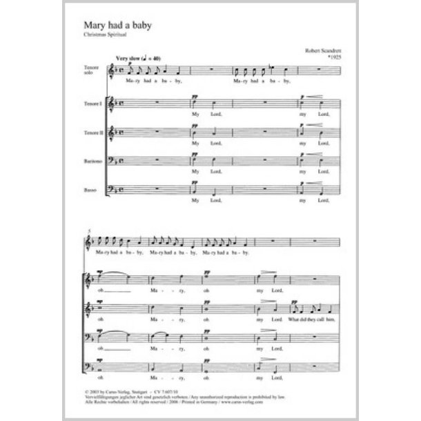 Mary had a baby : F-Dur