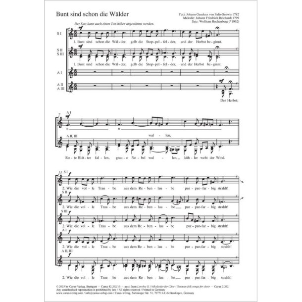 Bunt sind schon die W&auml;lder : C major